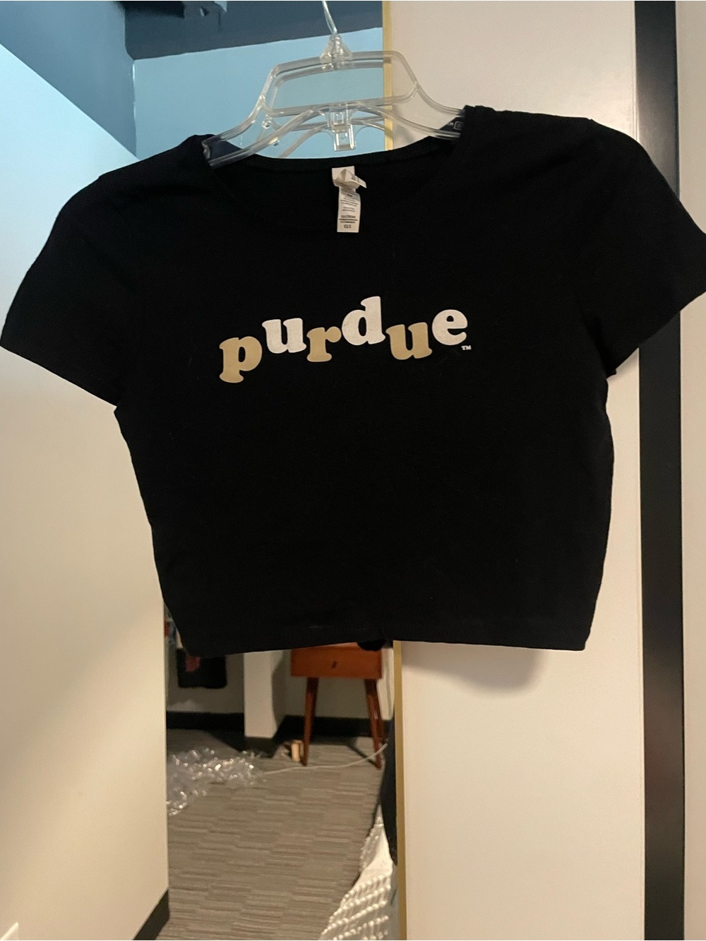 Purdue University Script Cropped Baby Tee.